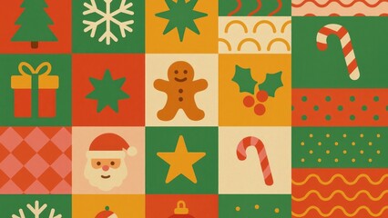 Fototapeta premium Festive colorful Christmas pattern desktop wallpaper