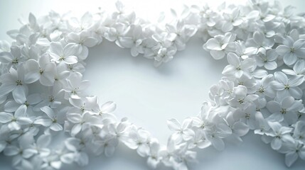 Obraz premium Heart-shaped White Flowers on Bright Background