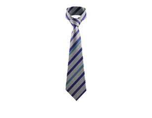 Blue and White Striped Necktie Isolated on Transparent Background