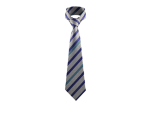 Blue and White Striped Necktie Isolated on Transparent Background