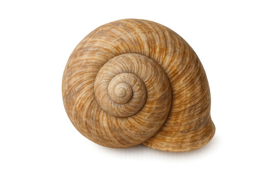 Snail shell showcasing growth and the natural golden spiral, isolated on transparent background
