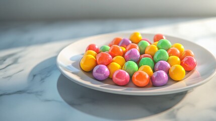 Vibrant Bonbons on Elegant Marble Plate