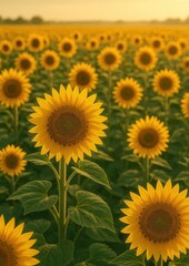 Obraz premium Vibrant sunflower field wallpaper