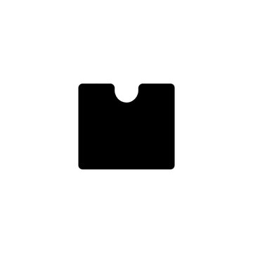 Black square card holder with a rounded notch on a white background