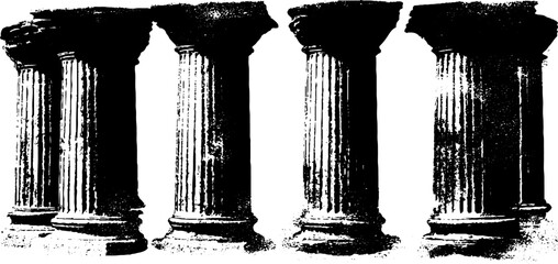 Fototapeta premium Black and white stencil of ancient columns for urban design