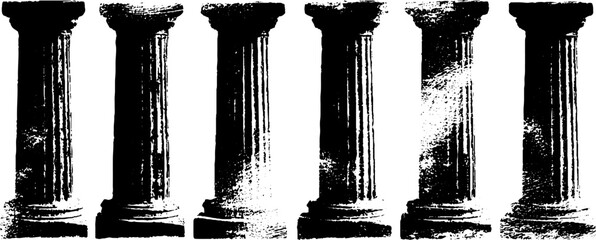 Obraz premium Black and white stencil illustration of classical columns for design and decor