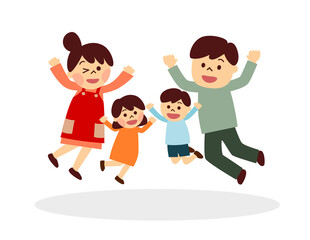 ジャンプする家族