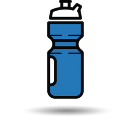 Blue and White Silhouette of a Water Bottle Icon on a White Background drink hydration