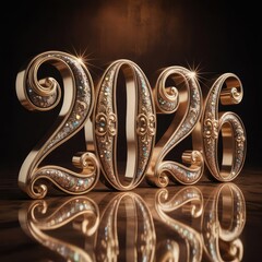2026 3d rendered  numbers 