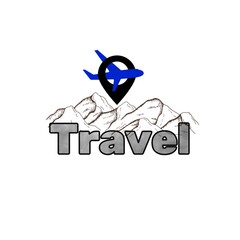 TRAVEL business advertisement airplane with map pointer 