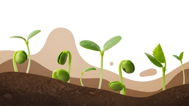 Seedlings sprouting in the soil illustrating growth