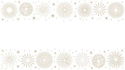 Festive abstract background border with colorful firework bursts and scattered confetti on a white canvas for celebration and holiday designs