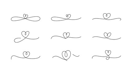 Collection of nine elegant hand drawn decorative flourishes and dividers with a whimsical organic and artistic style perfect for adding a touch of sophistication to designs