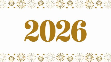 Golden 2026 numbers with decorative festive borders on a white background celebrating the upcoming new year and future possibilities