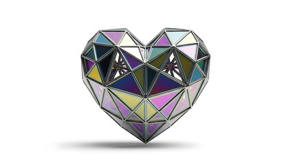 A beautiful geometric heart with multiple colors and shades 