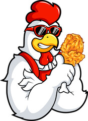 Cool Muscular Chicken Eating Crispy Fried Drumstick