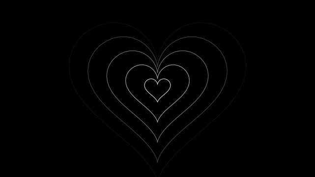 Hypnotic infinite line art heart tunnel
