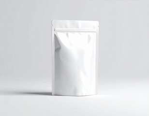 Blank White Stand Up Pouch Doypack Mockup Front View