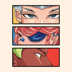 Anime Eyes Art Asset vector illustration