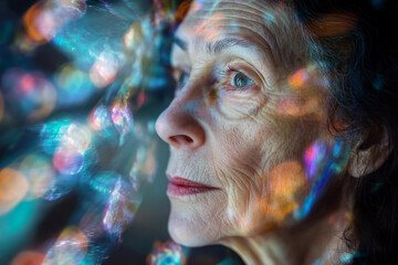 Colorful molecular structure showing futuristic biology, genetic mutations, and medical science, generative ai