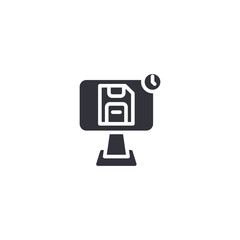 Monitor with cloud icon illustrating remote backup storage, online system integration, and digital access.