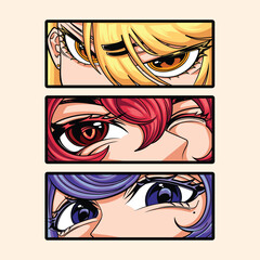 Anime Eyes Art Asset vector illustration