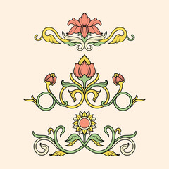 Vector illustration of ornament set assets