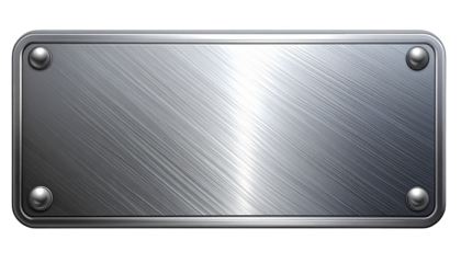 silver shiny blank metal nameplate isolated on white and transparent, background Remove png