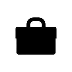 Simple black silhouette icon of a briefcase on a white background