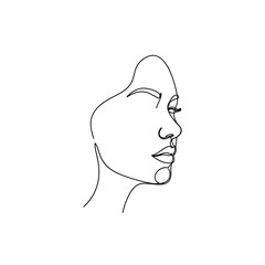 Abstract woman face minimalist one line portrait vector illustration