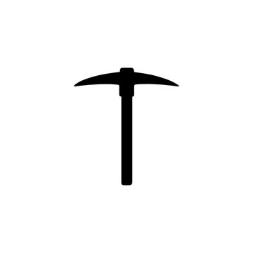 Black silhouette of a pickaxe on a white background