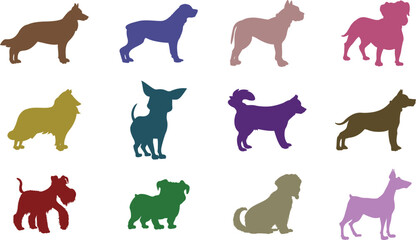 Dog Breeds Silhouette Bundle | Colorful Puppy Vector Pack | Pet Clipart for Cricut & Sublimation Design