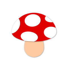Cute Red Mushroom with White Spots PNG Illustration