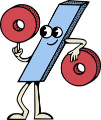 Percent Math Symbol Character Mascot Vector Illustration