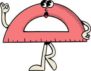 Protactor Ruler Math Symbol Character Mascot Vector Illustration