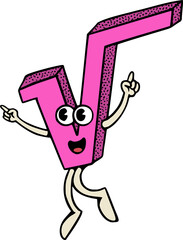 Square Root Math Symbol Character Mascot Vector Illustration