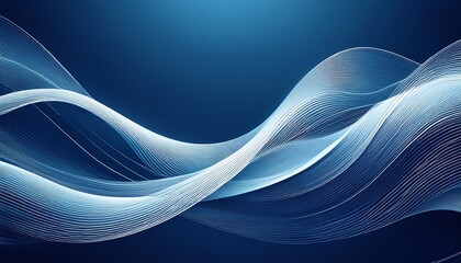 abstract white wavy lines on a dark blue background resembling flowing water or air currents