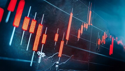 detailed close up of candlestick chart with consecutive red candles indicating persistent selling pressure in financial markets stock photo concept