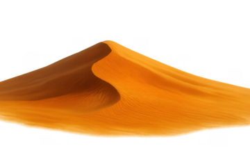 Sand dune creating a natural desert landscape on transparent background, symbolizing dryness, erosion, and climate change