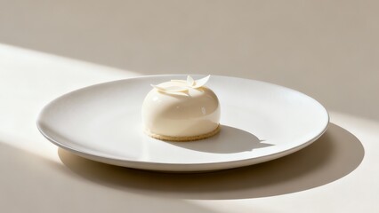 Gourmet Vanilla Dome Cake with White Chocolate Garnish