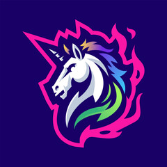 Unicorn on fire mascot logo