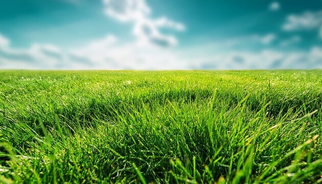 close up grassy field vibrant green freshly cut grass