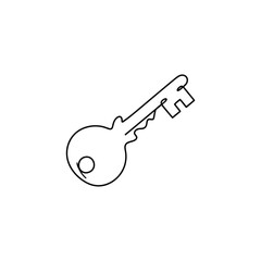House key minimalist home security one line art vector illustration