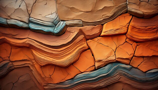 abstract textured wall with clay and rock layers - Powered by Adobe