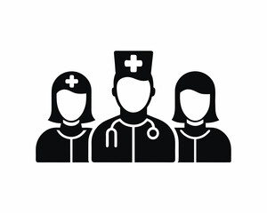 Doctors and nurses icon silhouette vector illustration isolated on white background