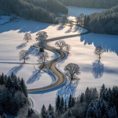 Stunning panorama of snowy landscape in winter in Black Forest - winter wonderland snow
