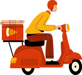 Pizza Delivery with Scooter Vector Illustration