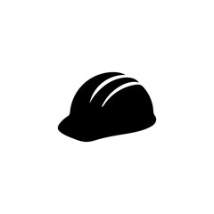 Black silhouette of a construction worker safety hard hat