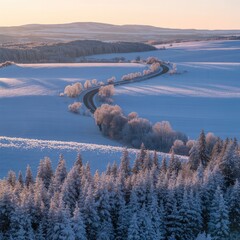 Stunning panorama of snowy landscape in winter in Black Forest - winter wonderland snow
