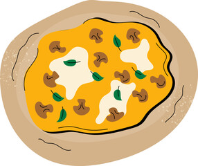 Pizza Mushroom Vector Illustration